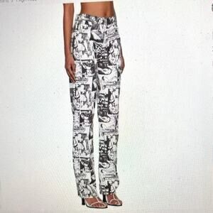 Reformation Monochrome Graphic Wide Leg Jeans